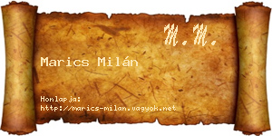 Marics Milán névjegykártya