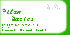 milan marics business card